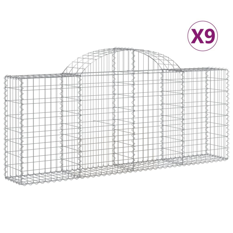 (200 x 30 x 80/100 cm/ 9 pcs) vidaXL Arched Gabion Basket Stone Basket Gabion Retaining Wall Galvanised Iron