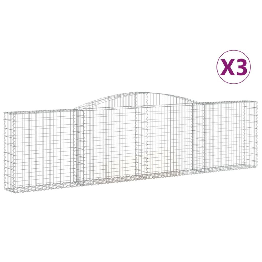 Vidaxl (400 X 30 X 100/120 Cm/ 3 Pcs) Arched Gabion Basket Stone Basket Gabion Retaining Wall Galvanised Iron