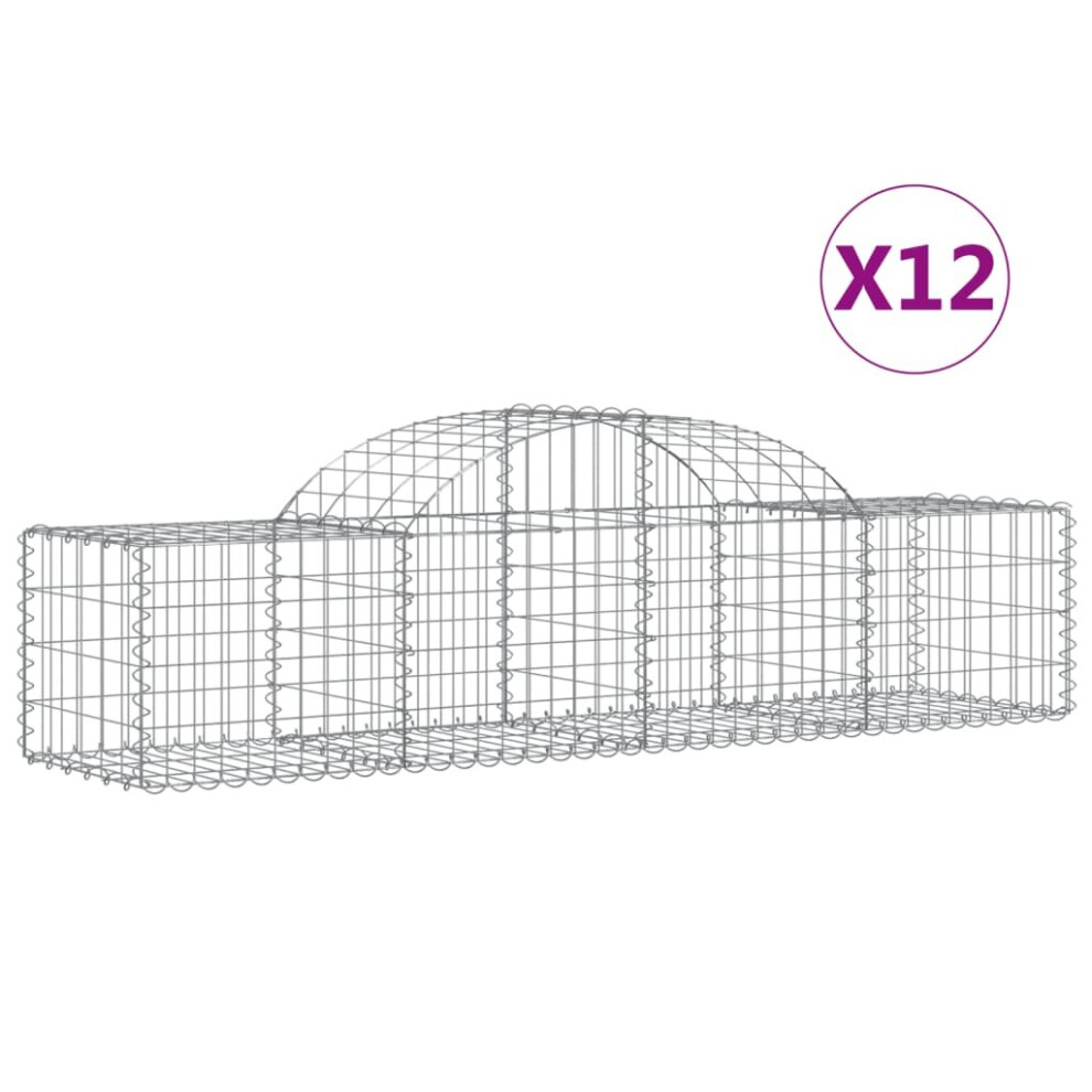 Vidaxl (200 X 50 X 40/60 Cm/ 12 Pcs) Arched Gabion Basket Stone Basket Gabion Retaining Wall Galvanised Iron