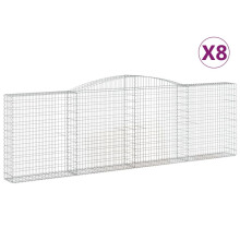 (400 x 30 x 120/140 cm/ 8 pcs) vidaXL Arched Gabion Basket Stone Basket Gabion Retaining Wall Galvanised Iron