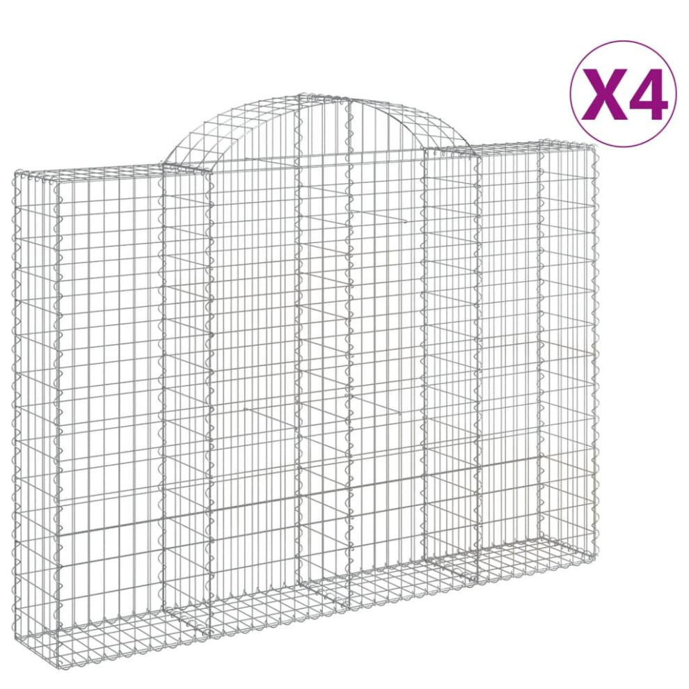 Vidaxl (200 X 30 X 140/160 Cm/ 4 Pcs) Arched Gabion Basket Stone Basket Gabion Retaining Wall Galvanised Iron