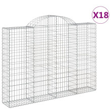 (200 x 30 x 140/160 cm/ 18 pcs) vidaXL Arched Gabion Basket Stone Basket Gabion Retaining Wall Galvanised Iron