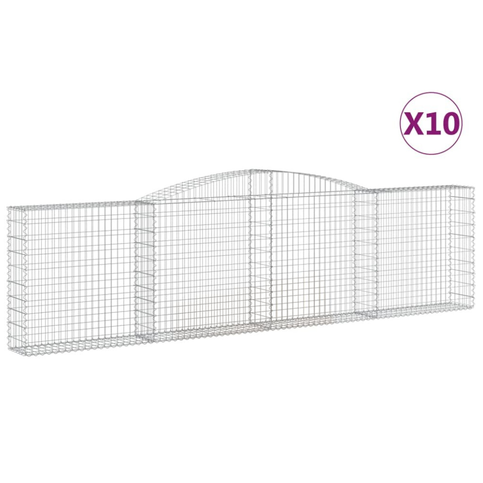 Vidaxl (400 X 30 X 100/120 Cm/ 10 Pcs) Arched Gabion Basket Stone Basket Gabion Retaining Wall Galvanised Iron