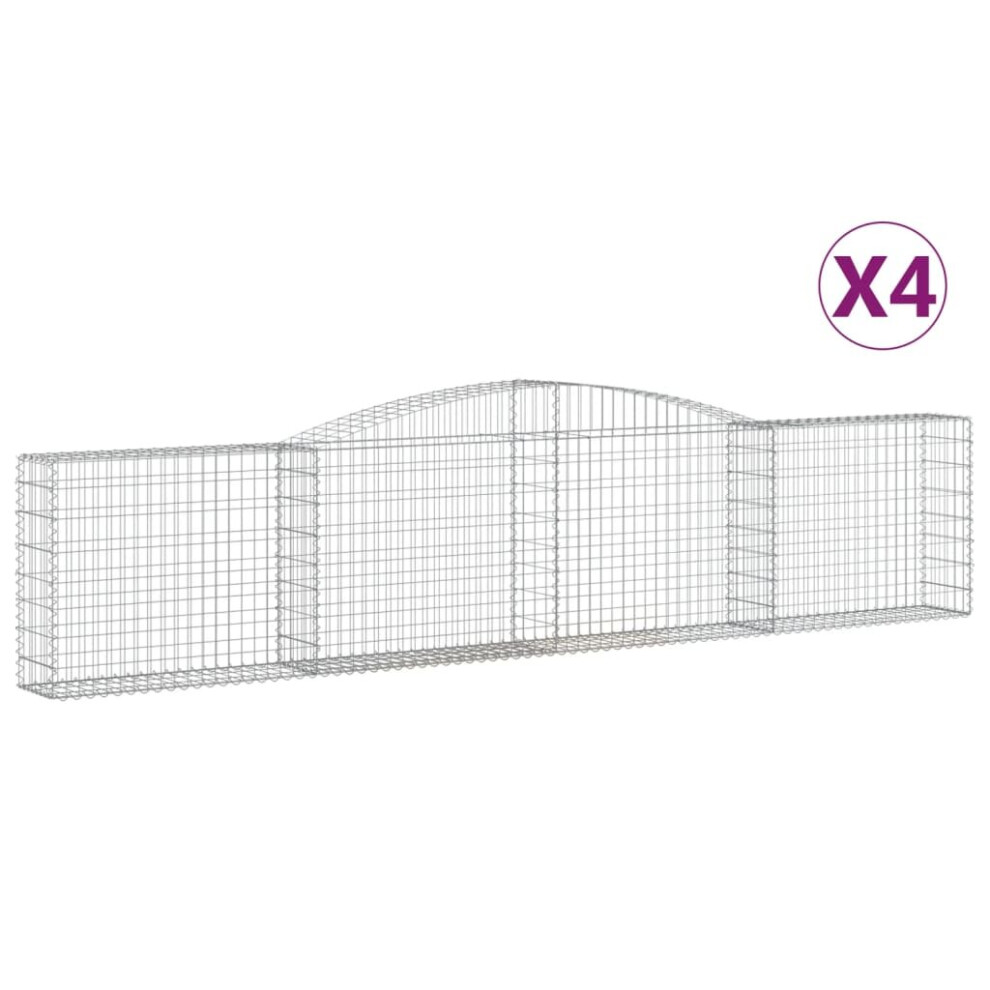 Vidaxl (400 X 30 X 80/100 Cm/ 4 Pcs) Arched Gabion Basket Stone Basket Gabion Retaining Wall Galvanised Iron