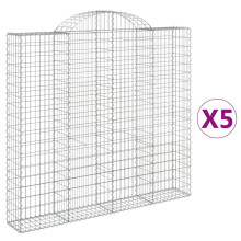 (200 x 30 x 180/200 cm/ 5 pcs) vidaXL Arched Gabion Basket Stone Basket Gabion Retaining Wall Galvanised Iron
