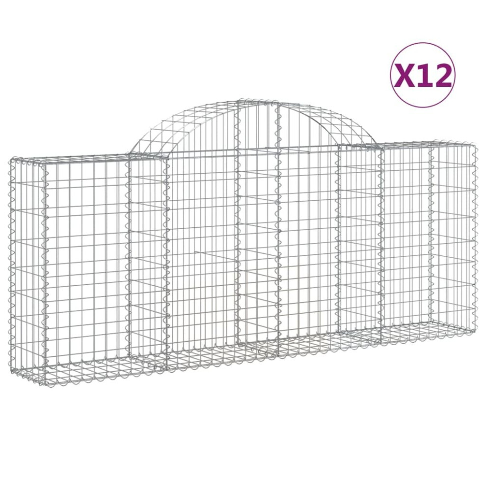 Vidaxl (200 X 30 X 80/100 Cm/ 12 Pcs) Arched Gabion Basket Stone Basket Gabion Retaining Wall Galvanised Iron