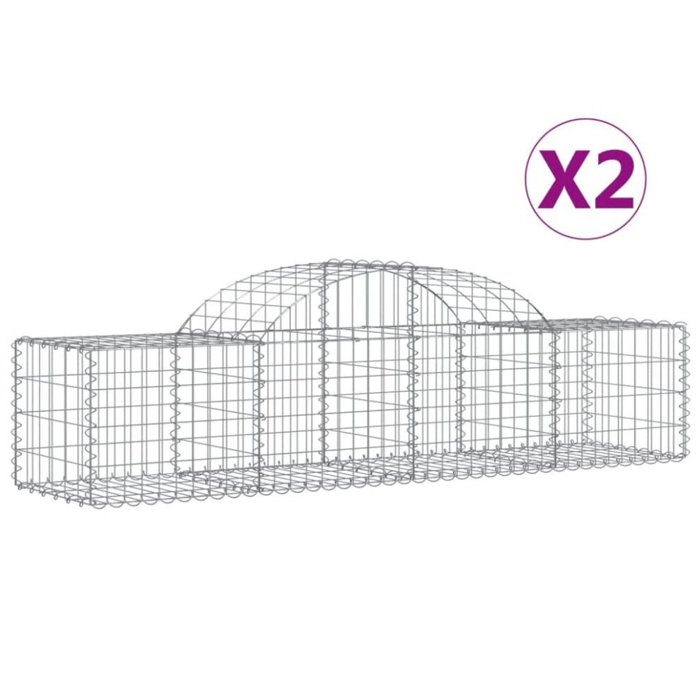 Vidaxl (200 X 50 X 40/60 Cm/ 2 Pcs) Arched Gabion Basket Stone Basket Gabion Retaining Wall Galvanised Iron