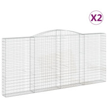 (400 x 30 x 180/200 cm/ 2 pcs) vidaXL Arched Gabion Basket Stone Basket Gabion Retaining Wall Galvanised Iron