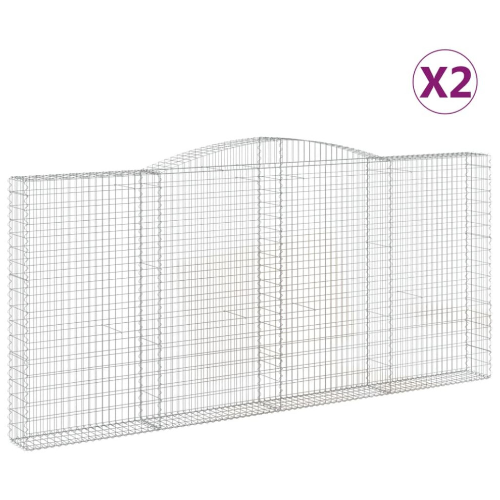 Vidaxl (400 X 30 X 180/200 Cm/ 2 Pcs) Arched Gabion Basket Stone Basket Gabion Retaining Wall Galvanised Iron