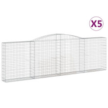 (400 x 30 x 120/140 cm/ 5 pcs) vidaXL Arched Gabion Basket Stone Basket Gabion Retaining Wall Galvanised Iron