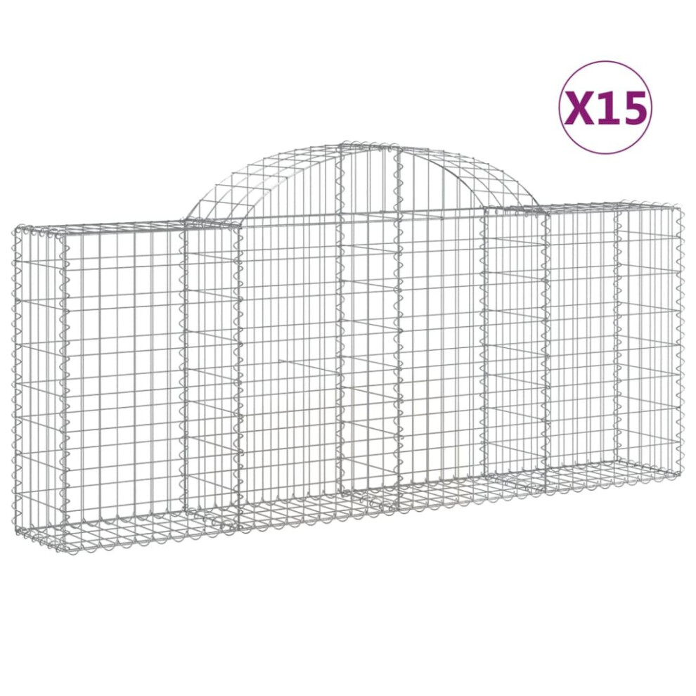 Vidaxl (200 X 30 X 80/100 Cm/ 15 Pcs) Arched Gabion Basket Stone Basket Gabion Retaining Wall Galvanised Iron