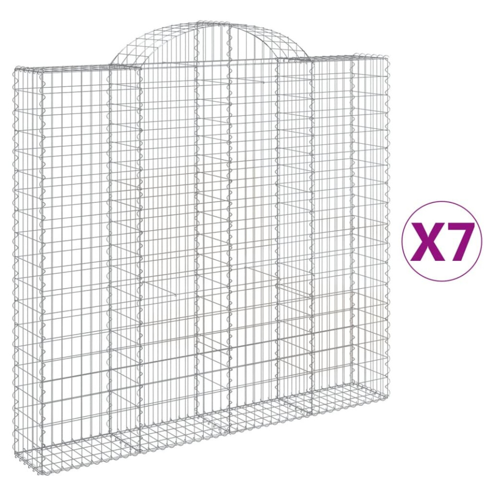 (200 x 30 x 180/200 cm/ 7 pcs) vidaXL Arched Gabion Basket Stone Basket Gabion Retaining Wall Galvanised Iron