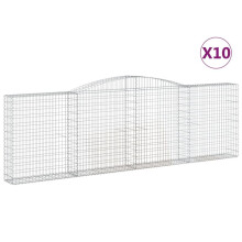 (400 x 30 x 120/140 cm/ 10 pcs) vidaXL Arched Gabion Basket Stone Basket Gabion Retaining Wall Galvanised Iron