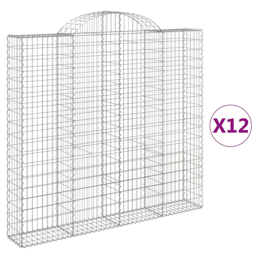 (200 x 30 x 180/200 cm/ 12 pcs) vidaXL Arched Gabion Basket Stone Basket Gabion Retaining Wall Galvanised Iron