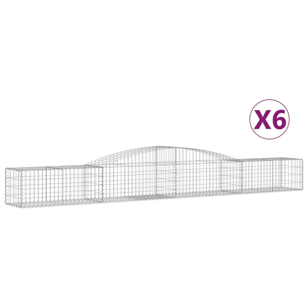 Vidaxl (400 X 50 X 40/60 Cm/ 6 Pcs) Arched Gabion Basket Stone Basket Gabion Retaining Wall Galvanised Iron