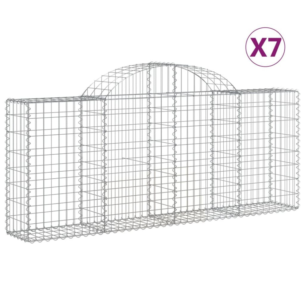 (200 x 30 x 80/100 cm/ 7 pcs) vidaXL Arched Gabion Basket Stone Basket Gabion Retaining Wall Galvanised Iron