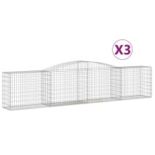 (400 x 50 x 80/100 cm/ 3 pcs) vidaXL Arched Gabion Basket Stone Basket Gabion Retaining Wall Galvanised Iron