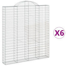 (200 x 30 x 220/240 cm/ 6 pcs) vidaXL Arched Gabion Basket Stone Basket Gabion Retaining Wall Galvanised Iron