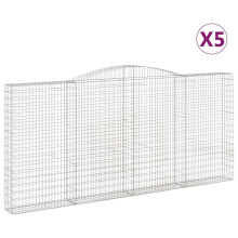 (400 x 30 x 180/200 cm/ 5 pcs) vidaXL Arched Gabion Basket Stone Basket Gabion Retaining Wall Galvanised Iron