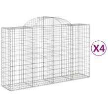 (200 x 50 x 120/140 cm/ 4 pcs) vidaXL Arched Gabion Basket Stone Basket Gabion Retaining Wall Galvanised Iron