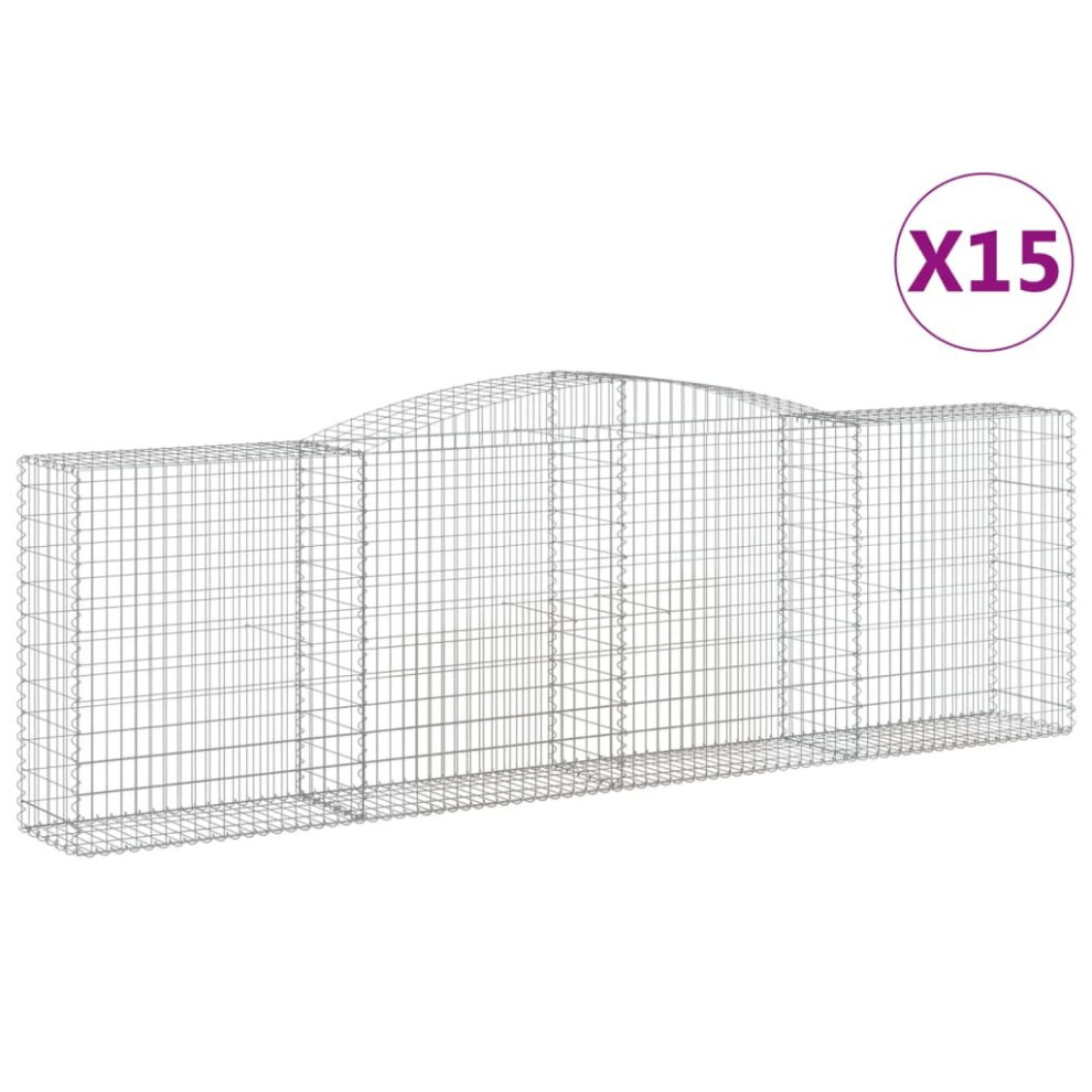 Vidaxl (400 X 50 X 120/140 Cm/ 15 Pcs) Arched Gabion Basket Stone Basket Gabion Retaining Wall Galvanised Iron
