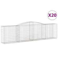 (400 x 50 x 100/120 cm/ 20 pcs) vidaXL Arched Gabion Basket Stone Basket Gabion Retaining Wall Galvanised Iron