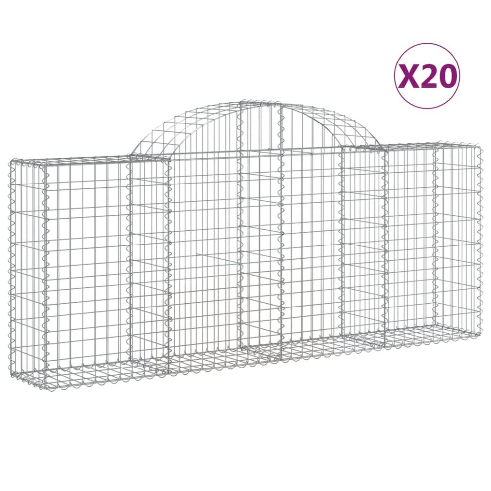 Vidaxl (200 X 30 X 80/100 Cm/ 20 Pcs) Arched Gabion Basket Stone Basket Gabion Retaining Wall Galvanised Iron