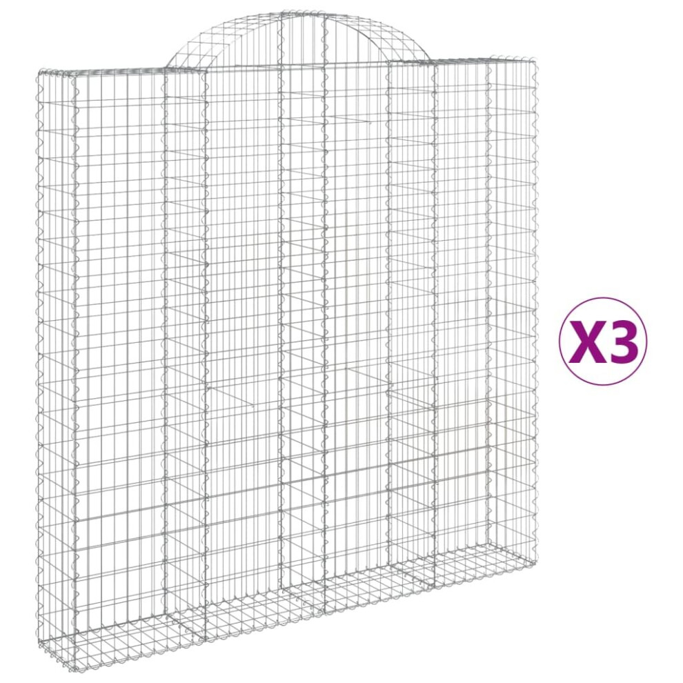 Vidaxl (200 X 30 X 200/220 Cm/ 3 Pcs) Arched Gabion Basket Stone Basket Gabion Retaining Wall Galvanised Iron