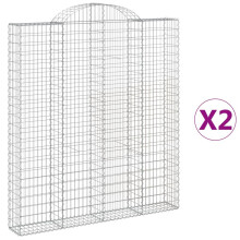 (200 x 30 x 220/240 cm/ 2 pcs) vidaXL Arched Gabion Basket Stone Basket Gabion Retaining Wall Galvanised Iron