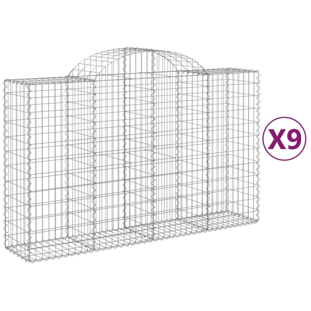 (200 x 50 x 120/140 cm/ 9 pcs) vidaXL Arched Gabion Basket Stone Basket Gabion Retaining Wall Galvanised Iron