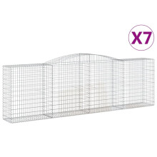 (400 x 50 x 120/140 cm/ 7 pcs) vidaXL Arched Gabion Basket Stone Basket Gabion Retaining Wall Galvanised Iron