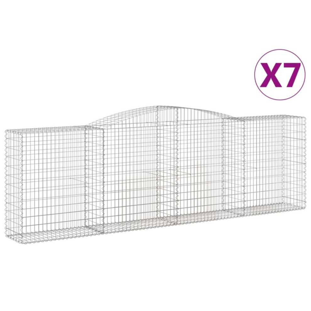 Vidaxl (400 X 50 X 120/140 Cm/ 7 Pcs) Arched Gabion Basket Stone Basket Gabion Retaining Wall Galvanised Iron