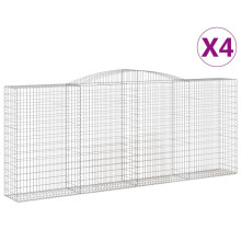 (400 x 50 x 160/180 cm/ 4 pcs) vidaXL Arched Gabion Basket Stone Basket Gabion Retaining Wall Galvanised Iron