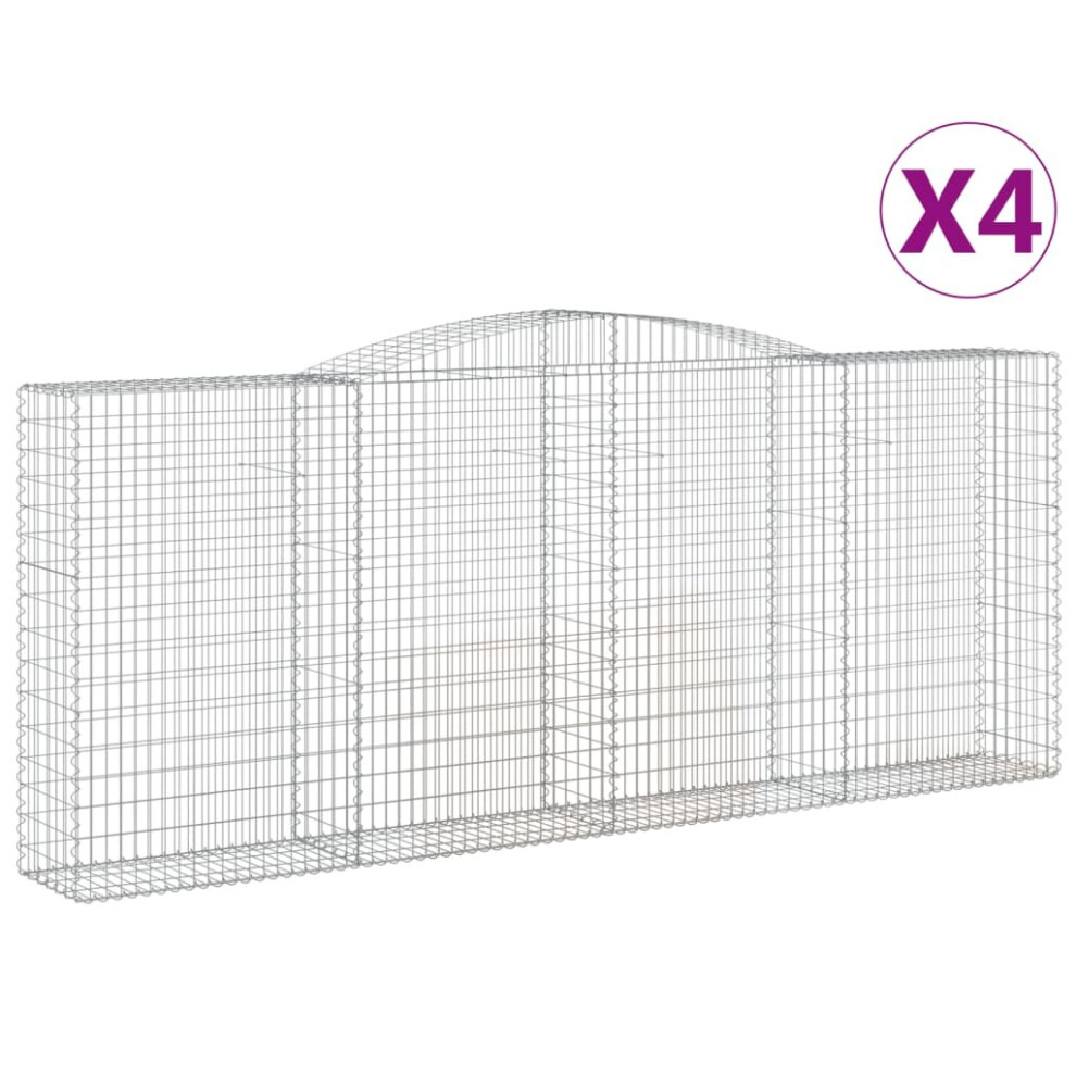 Vidaxl (400 X 50 X 160/180 Cm/ 4 Pcs) Arched Gabion Basket Stone Basket Gabion Retaining Wall Galvanised Iron