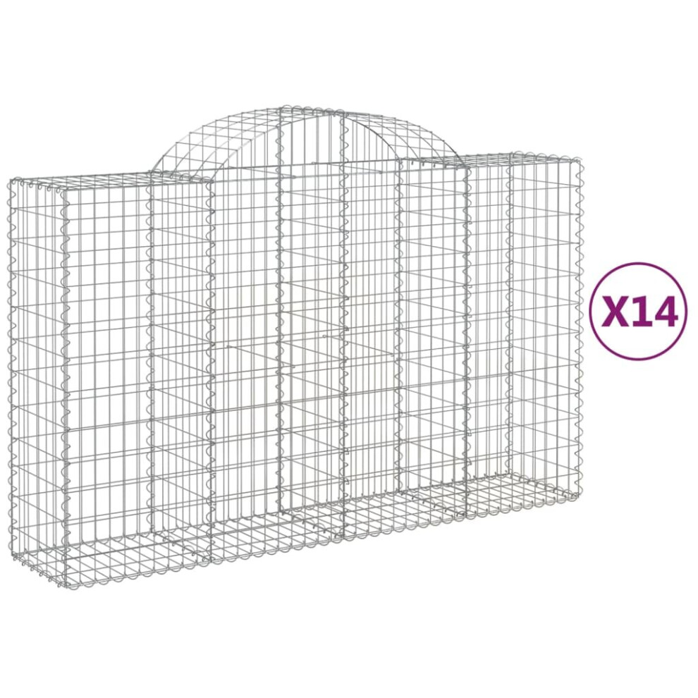 (200 x 50 x 120/140 cm/ 14 pcs) vidaXL Arched Gabion Basket Stone Basket Gabion Retaining Wall Galvanised Iron