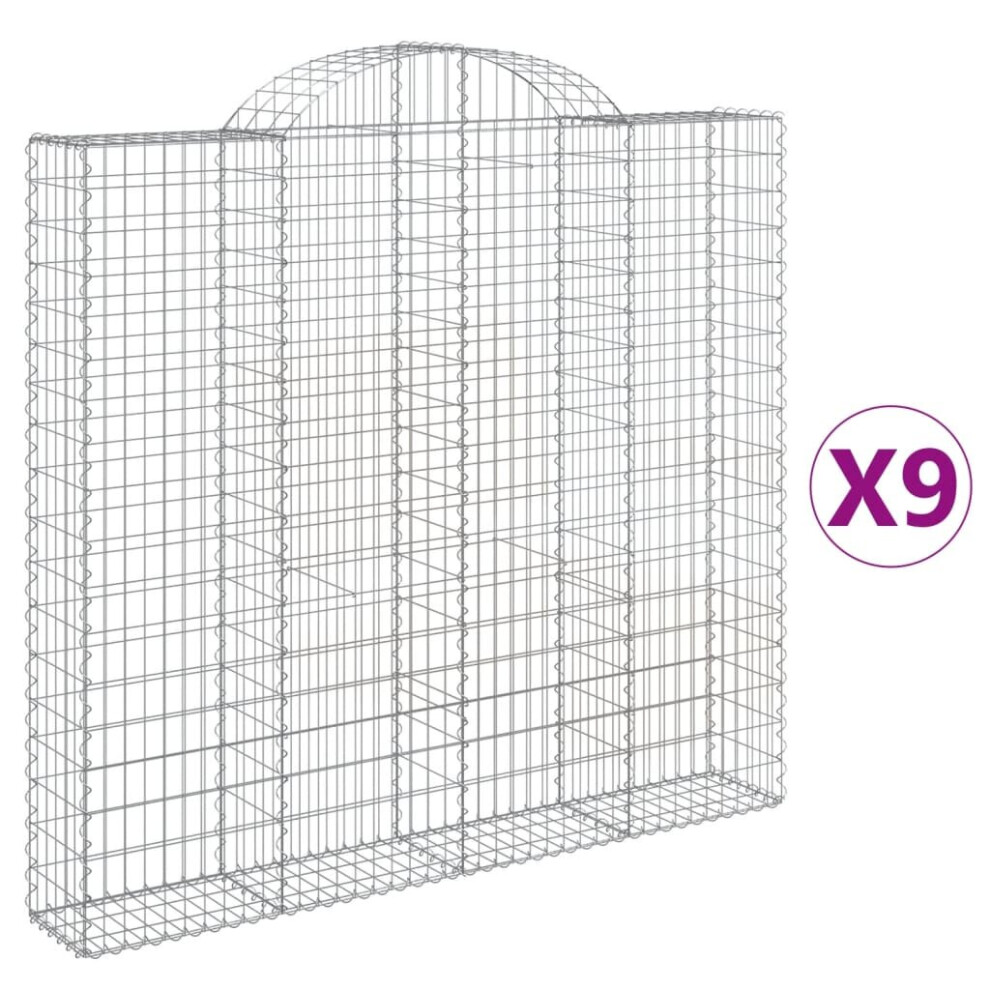 (200 x 30 x 180/200 cm/ 9 pcs) vidaXL Arched Gabion Basket Stone Basket Gabion Retaining Wall Galvanised Iron