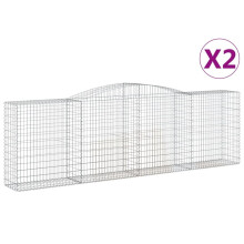 (400 x 50 x 120/140 cm/ 2 pcs) vidaXL Arched Gabion Basket Stone Basket Gabion Retaining Wall Galvanised Iron