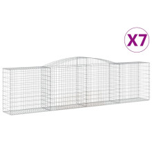 vidaXL Gabionen mit Hochbogen 7 Stk. 400x50x100/120cm Verzinktes Eisen