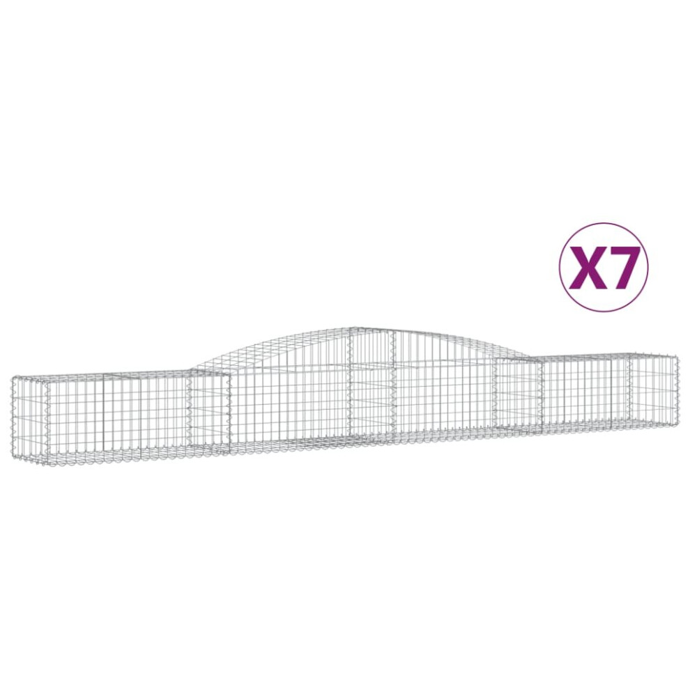 Vidaxl (400 X 50 X 40/60 Cm/ 7 Pcs) Arched Gabion Basket Stone Basket Gabion Retaining Wall Galvanised Iron
