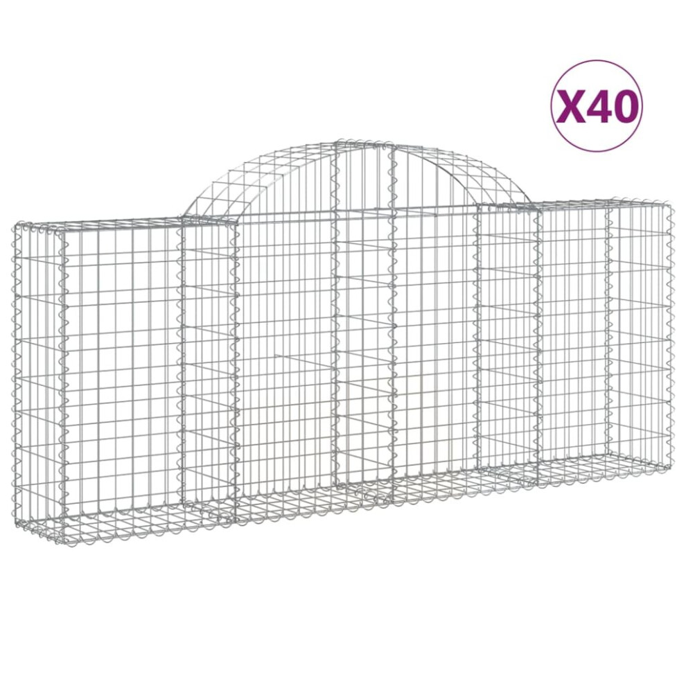 (200 x 30 x 80/100 cm/ 40 pcs) vidaXL Arched Gabion Basket Stone Basket Gabion Retaining Wall Galvanised Iron