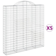 (200 x 30 x 200/220 cm/ 5 pcs) vidaXL Arched Gabion Basket Stone Basket Gabion Retaining Wall Galvanised Iron