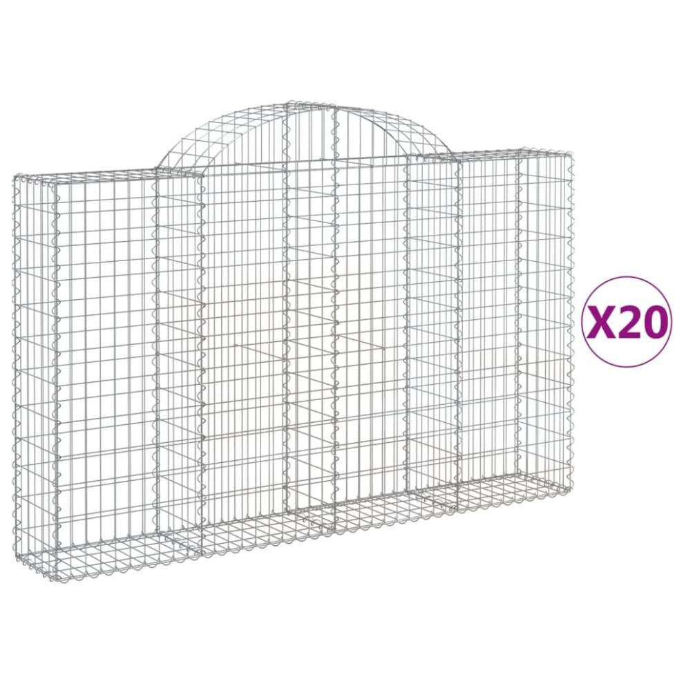 (200 x 30 x 120/140 cm/ 20 pcs) vidaXL Arched Gabion Basket Stone Basket Gabion Retaining Wall Galvanised Iron