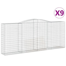 (400 x 50 x 160/180 cm/ 9 pcs) vidaXL Arched Gabion Basket Stone Basket Gabion Retaining Wall Galvanised Iron