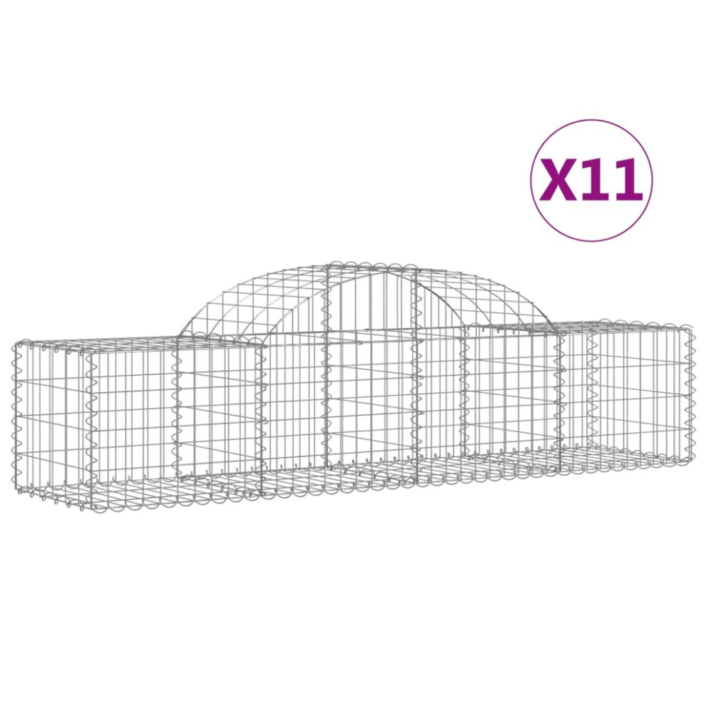 (200 x 50 x 40/60 cm/ 11 pcs) vidaXL Arched Gabion Basket Stone Basket Gabion Retaining Wall Galvanised Iron