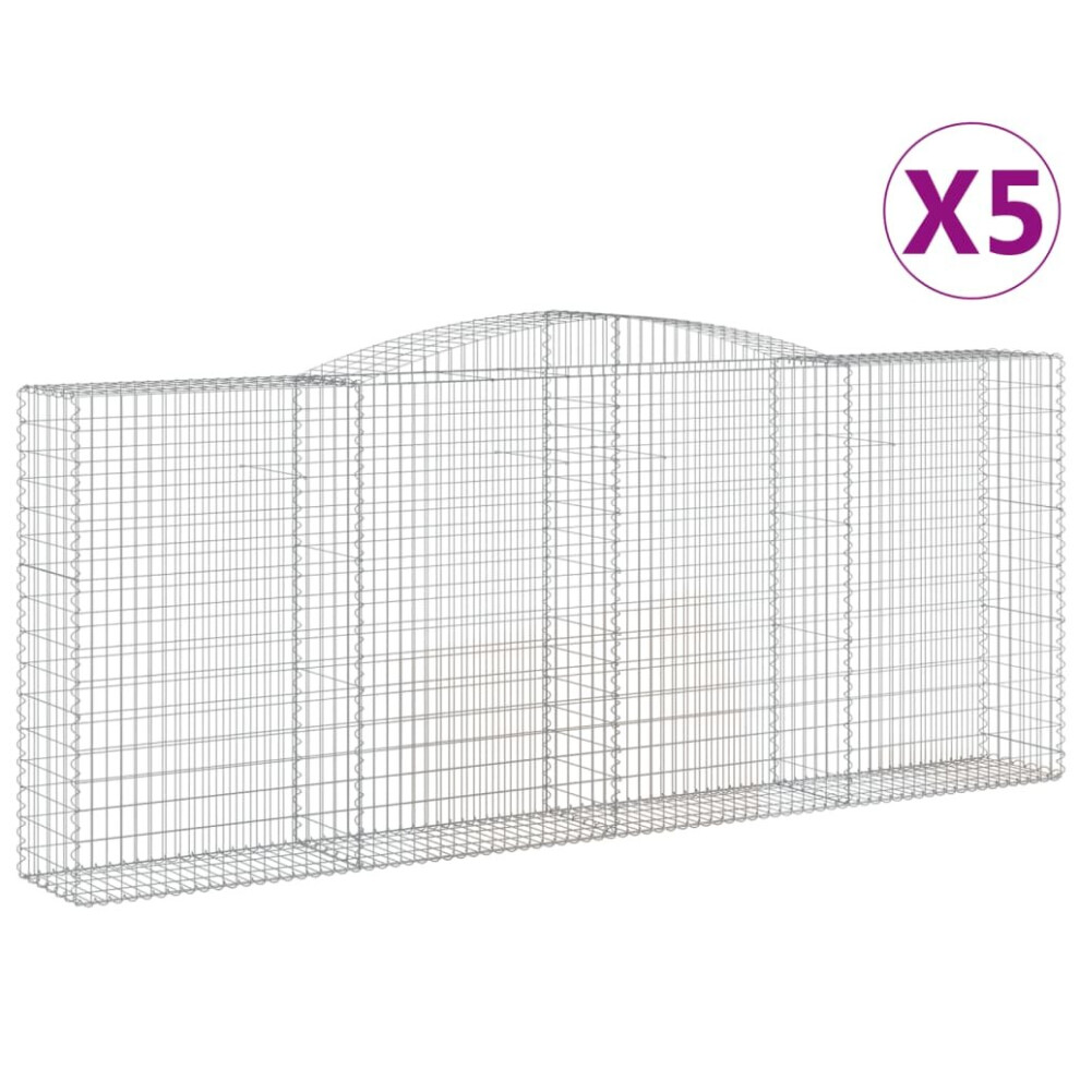Vidaxl (400 X 50 X 160/180 Cm/ 5 Pcs) Arched Gabion Basket Stone Basket Gabion Retaining Wall Galvanised Iron