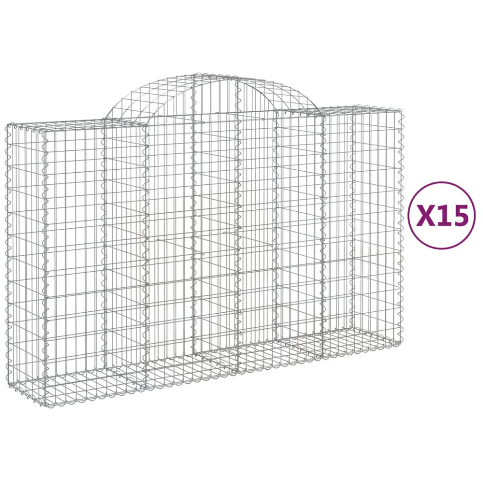 (200 x 50 x 120/140 cm/ 15 pcs) vidaXL Arched Gabion Basket Stone Basket Gabion Retaining Wall Galvanised Iron