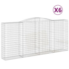 (400 x 50 x 180/200 cm/ 6 pcs) vidaXL Arched Gabion Basket Stone Basket Gabion Retaining Wall Galvanised Iron