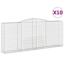 (400 x 50 x 160/180 cm/ 10 pcs) vidaXL Arched Gabion Basket Stone Basket Gabion Retaining Wall Galvanised Iron