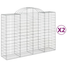 vidaXL Gabionen mit Hochbogen 2 Stk. 200x50x140/160cm Verzinktes Eisen