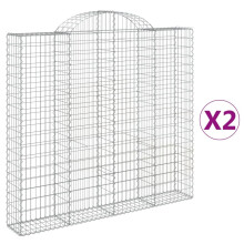 (200 x 30 x 180/200 cm/ 2 pcs) vidaXL Arched Gabion Basket Stone Basket Gabion Retaining Wall Galvanised Iron